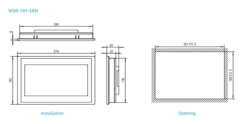 Installation Dimension of VI30-101-CEH