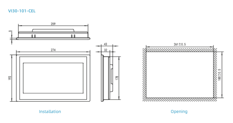 Installation Dimension of VI30-101-CEL